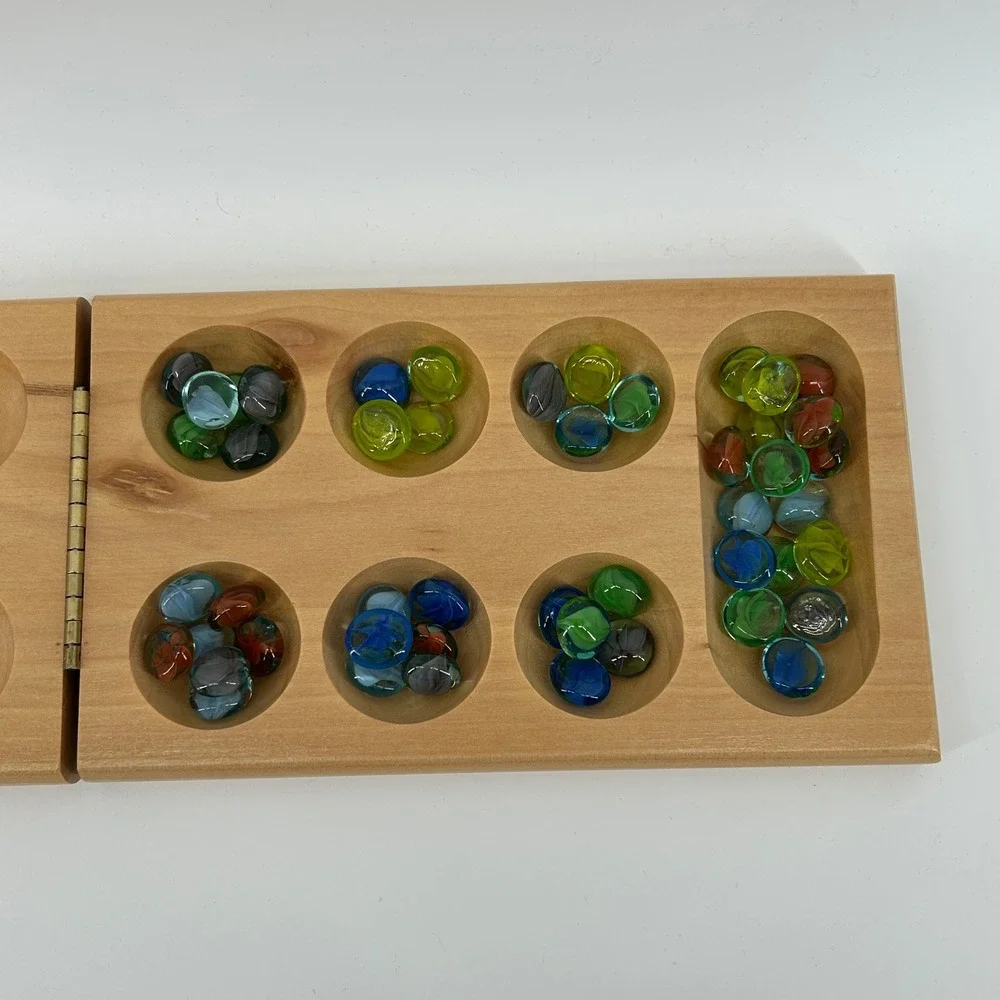 Cardinal Mancala Solid Wood Folding Board Game with‎ Glass Pieces Ages 6+ Family
